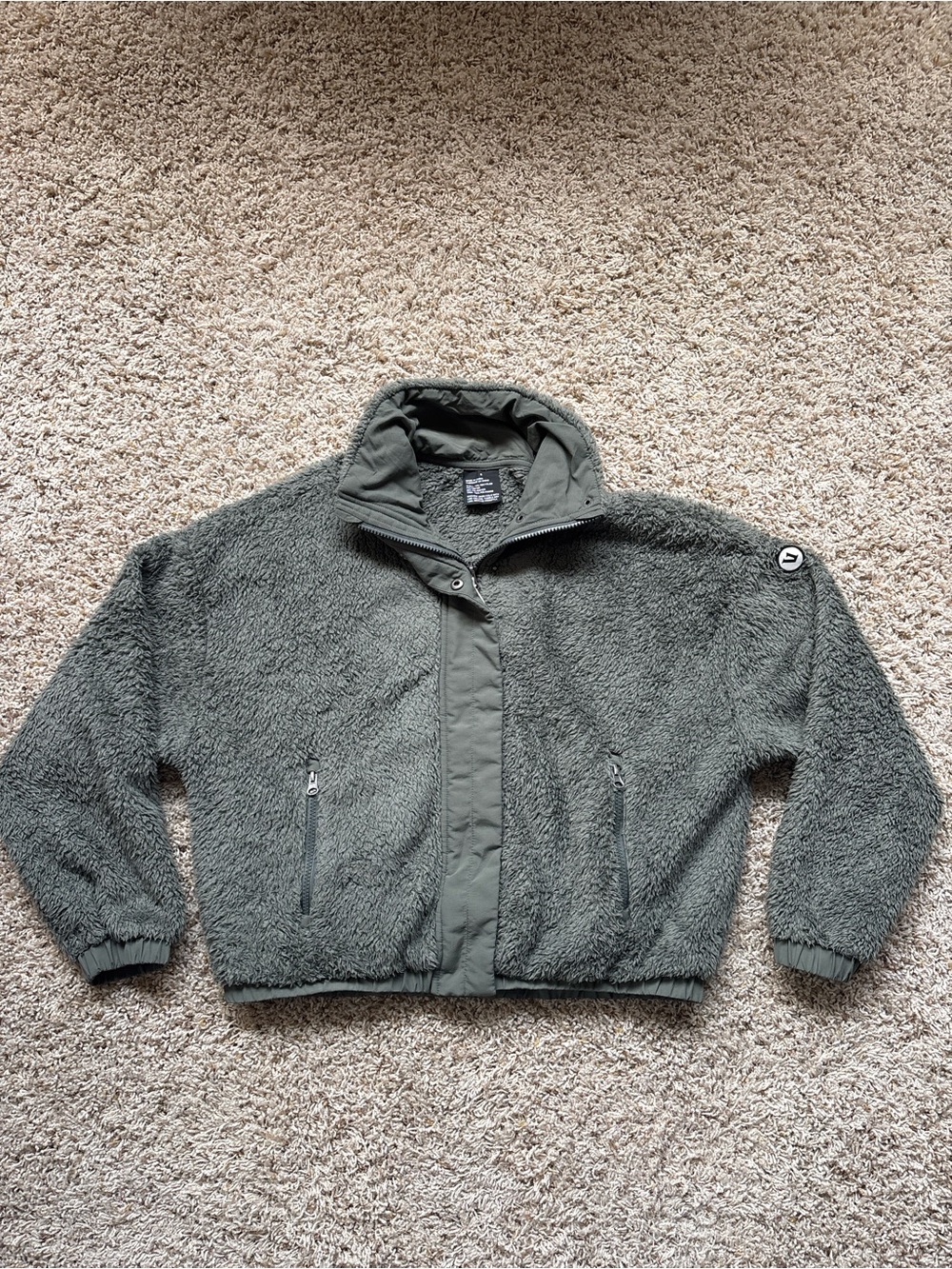 VUORI Cozy Sherpa Fleece Jacket Dusty Pine Green Crop Teddy Zip Woman’s Small